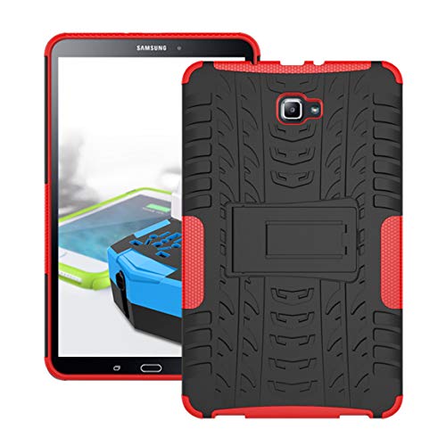 T580 Case, Galaxy Tab A 10.1 T585 Protective Cover Double Layer Shockproof Armor Case Hybrid Duty Shell with Kickstand for Samsung Galaxy Tab A 10.1 SM-T580/ T580N/ T585/T585C 10.1-inch Tablet Red
