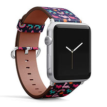 Load image into Gallery viewer, Compatible with Small Apple Watch 38mm, 40mm, 41mm (All Series) Leather Watch Wrist Band Strap Bracelet with Adapters (Rainbow Unicorn Dino Sun)
