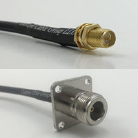 12 inch RG188 RP-SMA FEMALE to N FLANGE FEMALE Pigtail Jumper RF coaxial cable 50ohm Quick USA Shipping