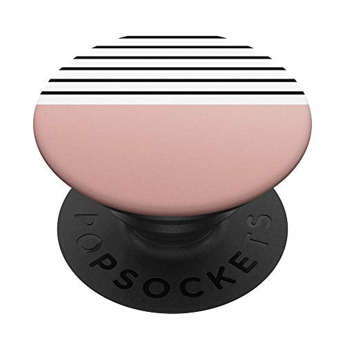 Pink Rose And White Black Stripes Design For Girls PopSockets PopGrip: Swappable Grip for Phones & Tablets