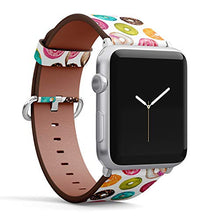 Load image into Gallery viewer, Compatible with Big Apple Watch 42mm, 44mm, 45mm (All Series) Leather Watch Wrist Band Strap Bracelet with Adapters (Watercolor Donuts)
