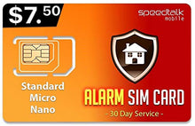 Load image into Gallery viewer, $7.50 Alarm SIM Card for GSM Home Business Security System - 30 Day Wireless Service - 4G LTE
