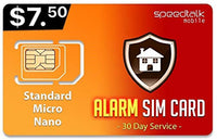 $7.50 Alarm SIM Card for GSM Home Business Security System - 30 Day Wireless Service - 4G LTE