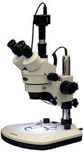 Load image into Gallery viewer, AmScope SM-1TZ-PL-8M Digital Professional Trinocular Stereo Zoom Microscope, WH10x Eyepieces, 3.5X-90X Magnification, 0.7X-4.5X Zoom Objective, Upper and Lower LED Lighting, Large Pillar-Style Table S
