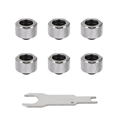Thermaltake Pacific Chrome 4 Build-In O-Rings C-Pro G1/4 PETG 16mm OD Compression Fitting 6 Pack CL-W213-CU00SL-B