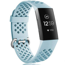 Load image into Gallery viewer, Wepro Bands Replacement Compatible Fitbit Charge 3 for Women Men Small, Waterproof Breathable Holes Watch Sport Strap Accessories for Fitbit Charge 3 SE, Aqua
