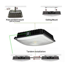 Load image into Gallery viewer, CYLED 100W LED Canopy Light Industrial Waterproof Outdoor High Bay Balcony Car Park Lane Gas Station Ceiling Light Equivalent 250W HID/HPS 6500 Lm 6000K DLC qualified
