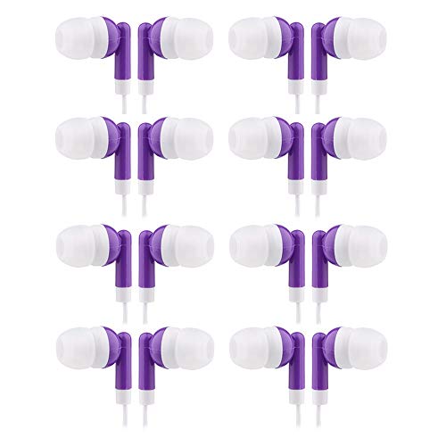 Wholesale Bulk Earbuds Headphones 50 Pack for Kids,Classroom,Labs,Students and Adults (Purple)