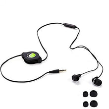 Load image into Gallery viewer, Premium Sound Retractable Headset Hands-Free Earphones Mic Dual Earbuds Headphones in-Ear Wired [3.5mm] Black for Motorola Moto X4 - Nokia 6 - OnePlus 5
