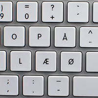 MAC NS Danish Non-Transparent Keyboard Stickers White Background for Desktop, Laptop and Notebook