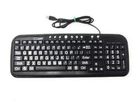 New EZsee Large Print Wired USB Computer Keyboard with White Letter on Black Keys