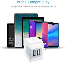 Load image into Gallery viewer, USB Wall Charger, USB Plug, 3-Pack 2.4A Dodoli Dual Port 12W Wall Charger Block Adapter Charging Cube Box Compatible iPhone Xs/XS Max/XR/X/8/8 Plus/7/6S/ 6S Plus, Samsung Galaxy, HTC, Moto
