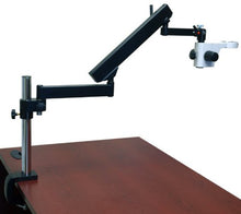 Load image into Gallery viewer, OMAX 7X-45X Zoom Binocular Articulating Arm Stereo Microscope with Vertical Post and Cold Ring Fiber Light
