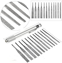 Load image into Gallery viewer, 12pc Assorted Grit and Size Diamond Needle File Set Jewelers Tools Handle

