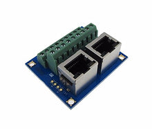 Load image into Gallery viewer, Dual RJ45 Ethernet Connector Breakout Board w/LED Screw terminals 180 Vertical
