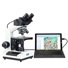 Load image into Gallery viewer, OMAX 40X-2000X Digital Binocular Biological Compound Microscope with Built-in 3.0MP USB Camera and Double Layer Mechanical Stage and 100 Pieces Glass Slides and Covers
