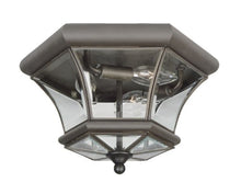 Load image into Gallery viewer, Livex Lighting 7053-07 Monterey 3 Light Outdoor/Indoor Bronze Finish Solid Brass Flush Mount with Clear Beveled Glass
