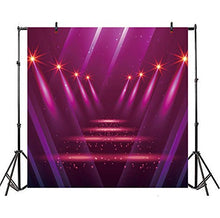 Load image into Gallery viewer, Laeacco Splendid Purple Stage Backdrop 8x8ft Vinyl Bright Spotlight Neon Dreamlike Light Spots Photography Background Live Show Banner Adult Child Portrait School Community Photocall Event Shoot
