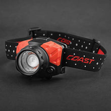 Load image into Gallery viewer, COAST FL85 615 Lumen Dual Color Pure Beam Focusing LED Headlamp with Twist Focus Hinged Beam Adjustment Hard Hat Compatibility and Reflective Strap,
