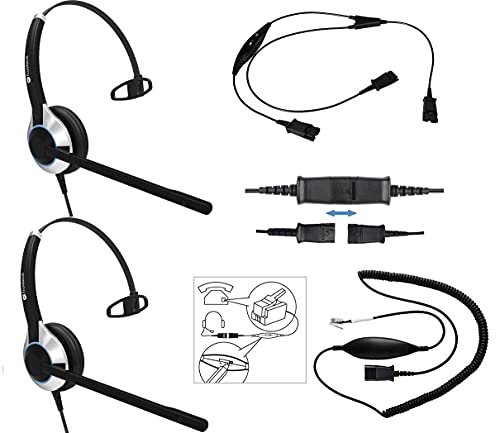 Headset Training Solution (Includes 2 x TruVoice HD-500 Premium Single Ear Headsets with Noise Canceling Microphone,Training Cord and Smart Lead - Works with 99% of Phones with RJ9 Headset Port)