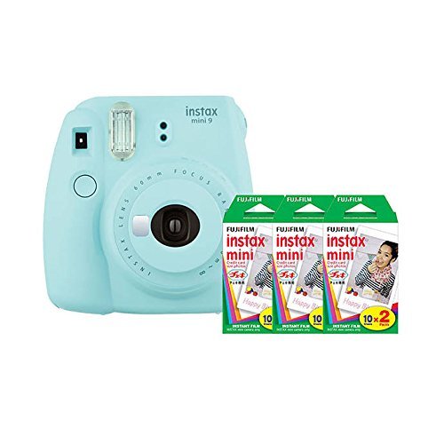 Fujifilm Instax Mini 9 (Ice Blue) Instant Camera with Three Mini Film Twin Packs