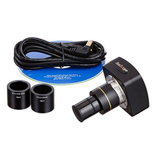 Load image into Gallery viewer, AmScope SM-1TS-144S-10M Digital Professional Trinocular Stereo Zoom Microscope, WH10x Eyepieces, 7X-45X Magnification, 0.7X-4.5X Zoom Objective, 144-Bulb LED Ring Light, Pillar Stand, 110V-240V, Inclu
