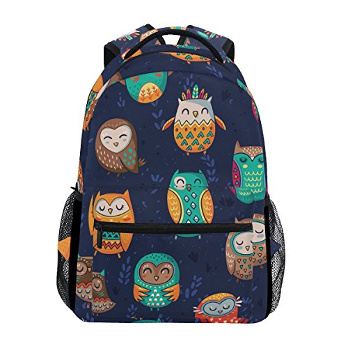 TropicalLife Colorful Owl Animal Backpacks Bookbag Shoulder Backpack Hiking Travel Daypack Casual Bags