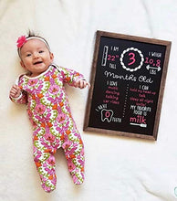 Load image into Gallery viewer, Baby Monthly Milestone Chalkboard | 12&quot; x 16&quot; Wood Framed Reusable Monthly Baby Milestone Board | Baby Calendar First Year
