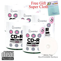 Smartbuy 500-disc 700mb/80min 52x CD-R White Top Blank Recordable Disc + Free Micro Fiber Cloth