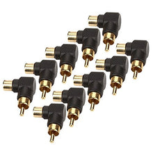 Load image into Gallery viewer, Black RCA Male to Female Connector Plug Right Angle Pack of 10
