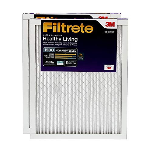 Filtrete Ur03 2 Pk 1 E 20x25x1, Ac Furnace Air Filter, Mpr 1500, Healthy Living Ultra Allergen, 2 Pack