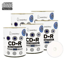Load image into Gallery viewer, Smart Buy CD-R 500 Pack 700mb 52x Printable White Inkjet Blank Recordable Discs, 500 Disc, 500pk
