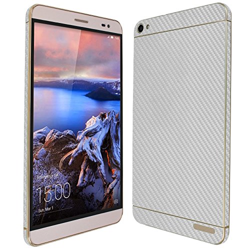 Skinomi Silver Carbon Fiber Full Body Skin Compatible with Huawei Mediapad X2 (Full Coverage) TechSkin with Anti-Bubble Clear Film Screen Protector