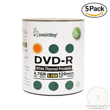 Load image into Gallery viewer, Smartbuy 500-disc 4.7gb/120min 16x DVD-R White Thermal Hub Printable Blank Media Recordable Disc
