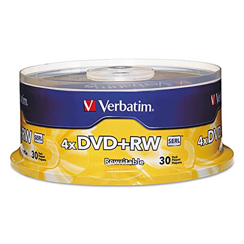 Verbatim 94834 DVD+RW Discs, 4.7GB, 4X, Spindle, 30/Pack