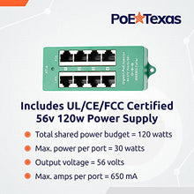 Load image into Gallery viewer, PoE Texas 4 Port PoE/PoE+ Injector with 56V 120W Power Supply - Gigabit Injector - Active Mode A Power Over Ethernet Multi Port PoE Adapter - Supports 4 PoE (802.3af or at) up to 60 watts
