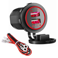 Dual USB Charger Socket Power Outlet - 1A & 2.1A for Car Boat Marine Mobile with Wire Fuse DIY Kit (3.1A-Red)