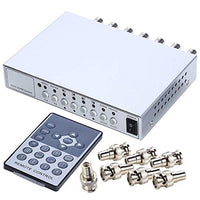 UHPPOTE 4 Channel Color Quad System Video Splitter CCTV DVR Camera Processor Remote Control with 7 BNC Adpater