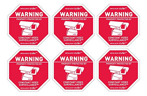 6 Alarm System Surveillance Camera Warning Decals