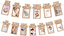 Load image into Gallery viewer, Whaline 1st Birthday Baby Photo Banner for Newborn to 12 Months, Monthly Milestone Photograph Bunting Garland, First Birthday Celebration Decoration (Kraft)
