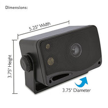 Load image into Gallery viewer, 3-way Mini Box Speaker System - 3.5 Inch 200 Watt Weatherproof Marine Grade Mount Speakers - in a Heavy Duty ABS Enclosure Grill - Home, Boat, Poolside, Patio Indoor Outdoor Use - Pyle PLMR24B (Black)
