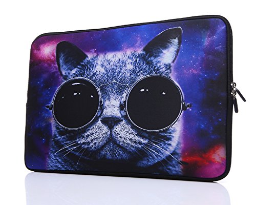 15-Inch to 15.6-Inch Laptop Sleeve Carrying Case Neoprene Sleeve for Acer/Asus/Dell/Lenovo/MacBook Pro/HP/Samsung/Sony/Toshiba, Blue Grey Cat