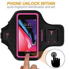 Load image into Gallery viewer, RUNBACH iPhone 8 Plus/iPhone 7 Plus Armband, Sweatproof Running Exercise Gym Bag with Fingerprint Touch/Key Holder and Card Slot for 5.5 Inch iPhone 6/6S/7/8 Plus (Pink)
