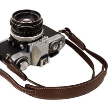 Load image into Gallery viewer, Dark brown leather pad Camera neck shoulder strap for Film SLR DSLR RF Leica Digital
