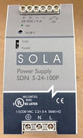 SOLA HEVI DUTY SDN 5-24-100P AC/DC CONV, DIN RAIL, 1 O/P, 264VAC, 24V