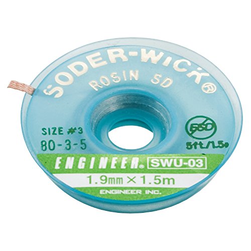 Engineer Solderwick SWU-03 Solder Suction Wire, 0.07 inches (1.9 mm) x 4.9 ft (1.5 m)