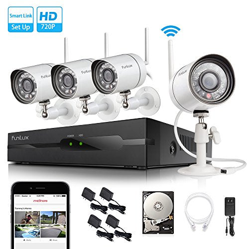 Funlux 2-Minute-Setup Smart Wireless Security Camera System, 500GB Hard Drive