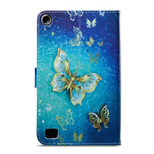 Load image into Gallery viewer, UUcovers Folio Case for Amazon Fire 7 Tablet (5th Gen,2015)-Slim Fit PU Leather Filp Stand Wallet Protective Cover,Golden Butterfly
