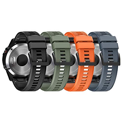 ANCOOL Compatible with Fenix 6 Bands Easy Fit Mechanism Silicone Watch Bands Replacement for Fenix 5/Fenix 5 Plus/Fenix 6/Fenix 6 Pro/Fenix 7/Approach S62/Quatix 6 Smartwatches (Pack of 4)