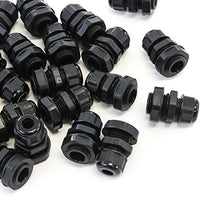 50 Cable Glands Cord Grip Strain Relief and Firewall Fitting - 4mm-8mm PG9 Plastic Waterproof Adjustable Lock Nut Cable Connectors Joints with Gaskets